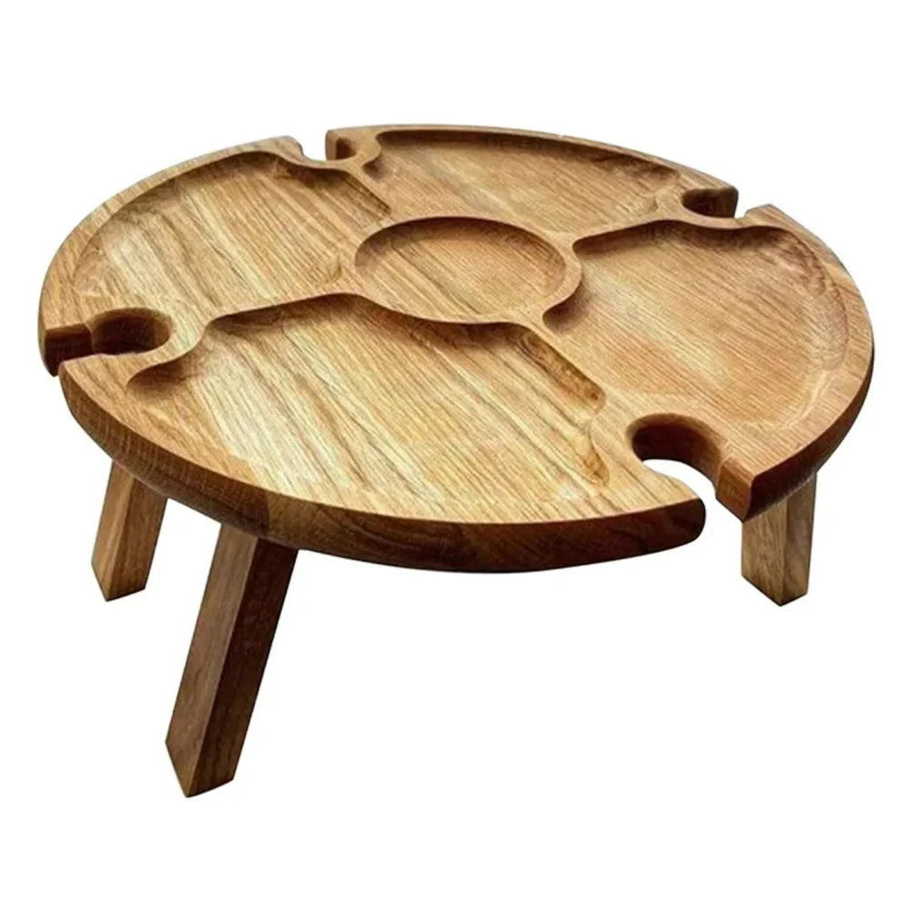 Monzzi Foldable Wooden Serving Tray for Snacks, Cheeses, and Beverages