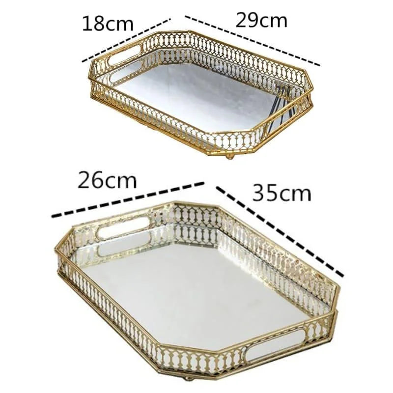 Monzzi Rectangular Mirror Decorative Tray for Bathroom and Living Room