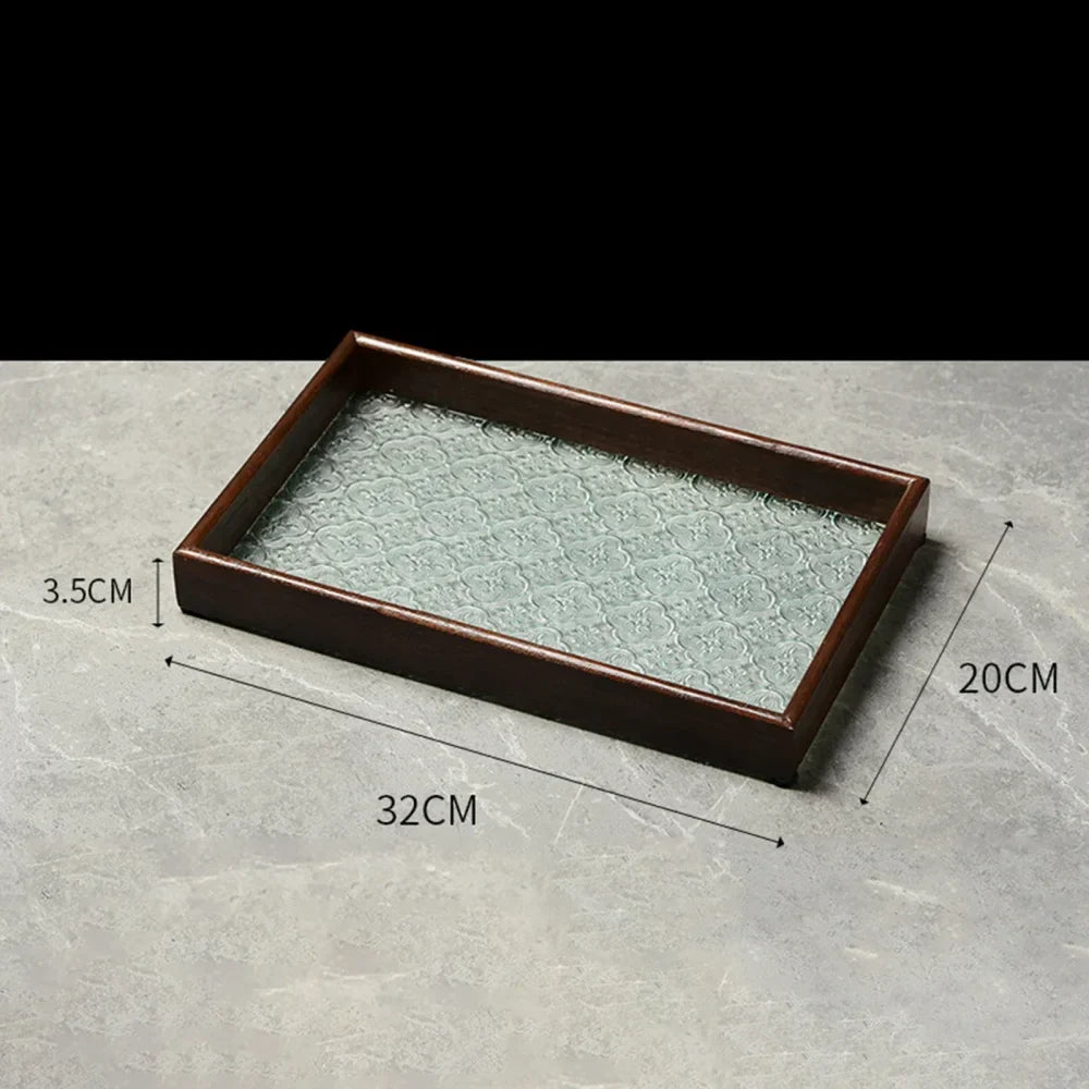 Floral Base Glass Organizer Tray for Cups and Snacks by Monzzi