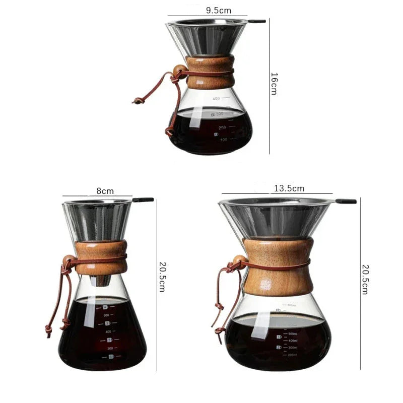 Borosilicate Glass Drip Coffee Maker with Integrated Filter