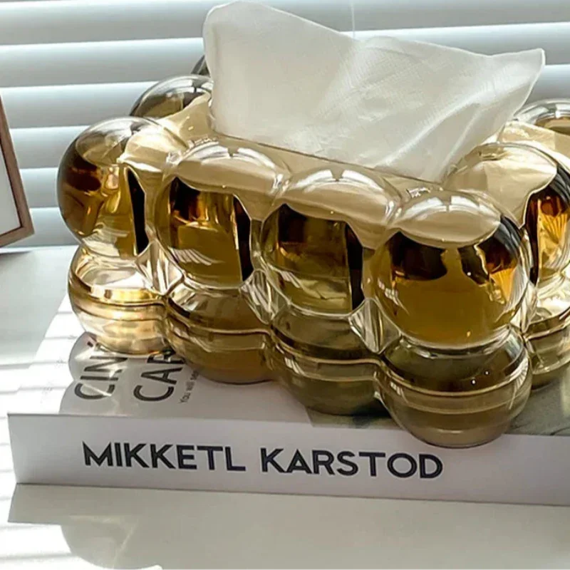 Elegant Golden Tissue Organizer Box for Living Room and Bathroom - Monzzi