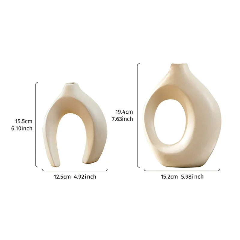 Pair of Elegant Couple Vases for Living Room and Console Table Decor