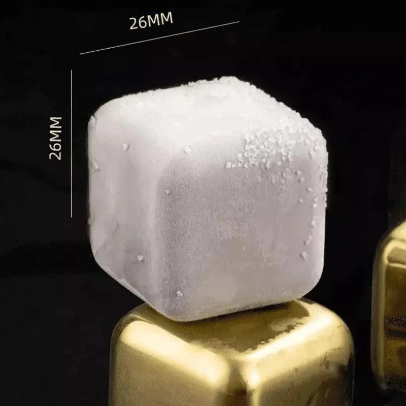 Monzzi Tongs with Golden Stainless Steel Ice Cubes