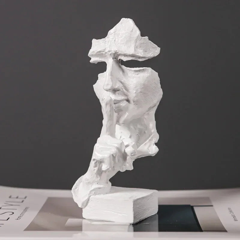 Monzzi Don't Speak Vintage Abstract Resin Face Sculpture