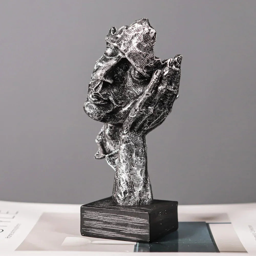 Retro Resin Abstract Face Sculpture - 'Don't Listen' by Monzzi
