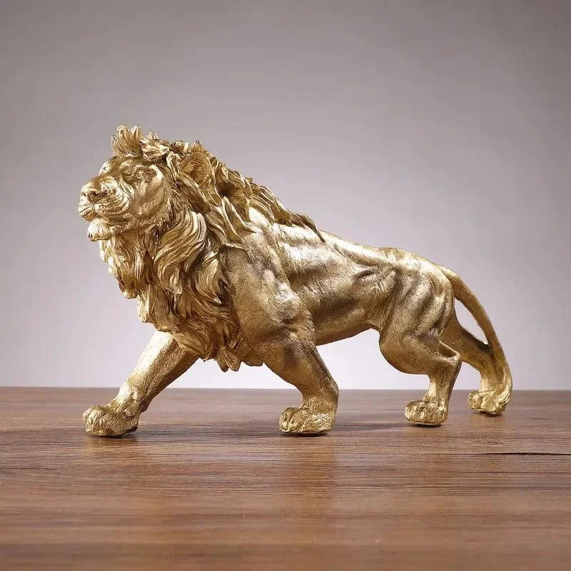 Resin Golden Lion Statue for Elegant Monzzi Décor