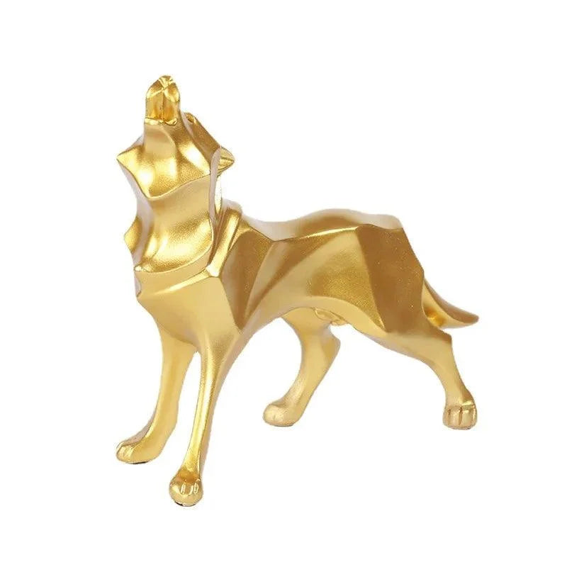 Geometric Wolf Statue in Nordic Style Resin