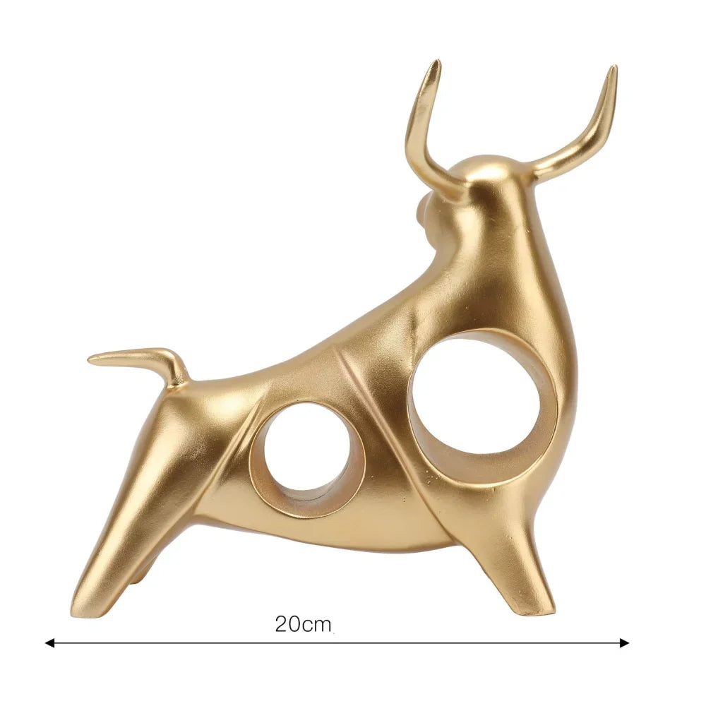Resin Abstract Golden Bull Statue for Elegant Home Decor