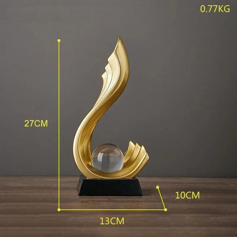 Contemporary Resin Sculpture with Crystal Ball for Elegant Monzzi Decor