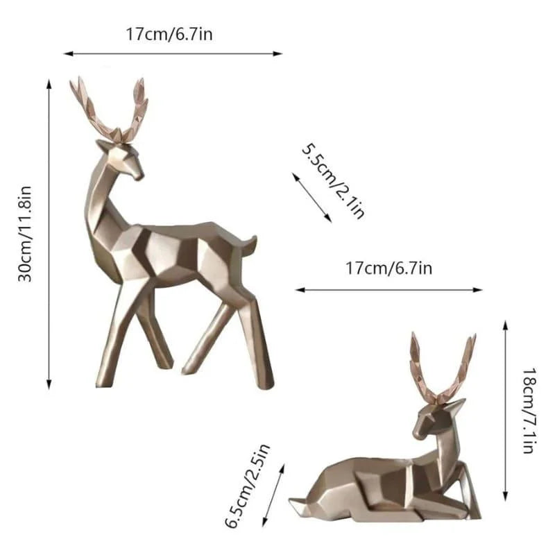 Set of 2 Resin Deer Statues for Table Décor - Monzzi