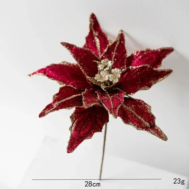 Golden Flannel Decorative Christmas Flower for Arrangements and Monzzi Tree