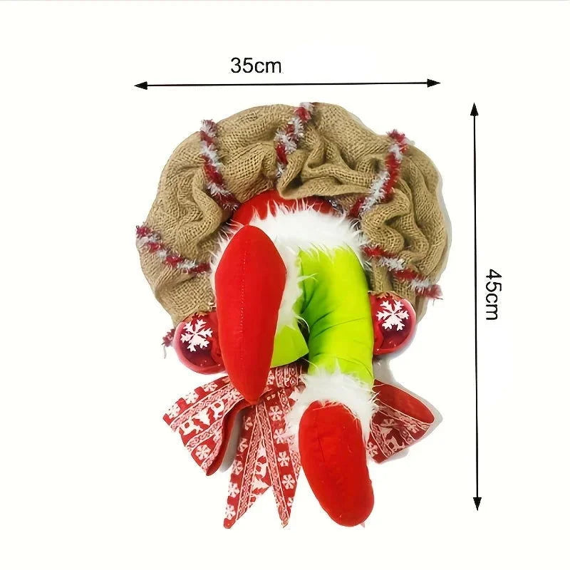 Festive Christmas Wreath with Elf Legs and Jute for Door Decor
