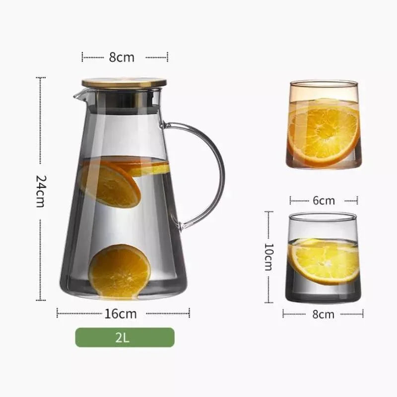 Monzzi 2L Borosilicate Glass Beverage Pitcher with Lid