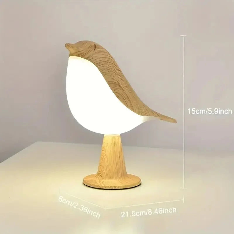 Monzzi Touch-Activated Wooden Bird LED Lamp for Bedroom