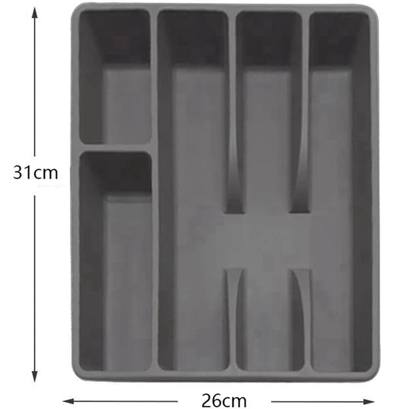 Gray Cutlery Organizer with 5 Dividers for Monzzi