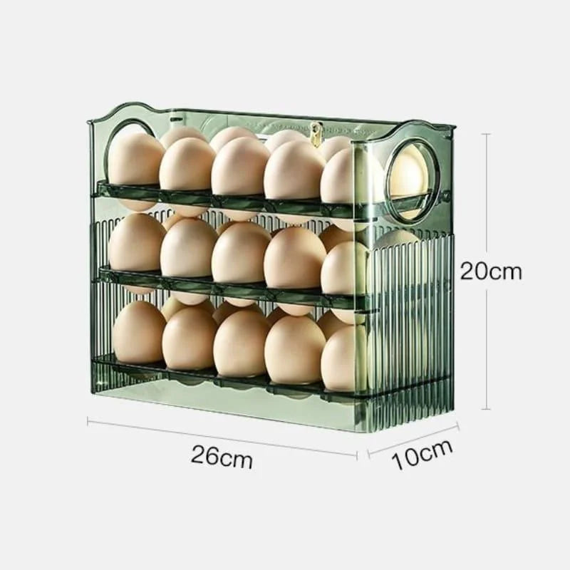 Monzzi 3-Tier Egg Organizer for Refrigerator - 34 Compartment Holder