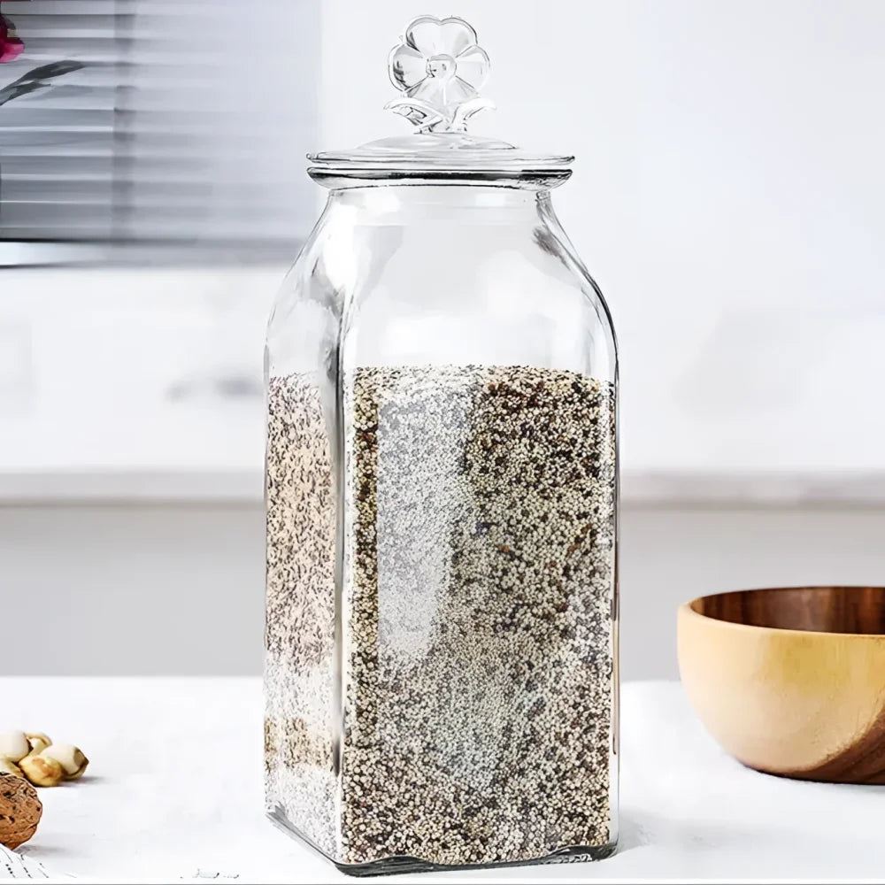 Clear Glass Jar with Heart-Shaped Lid for Coffee and Tea Storage