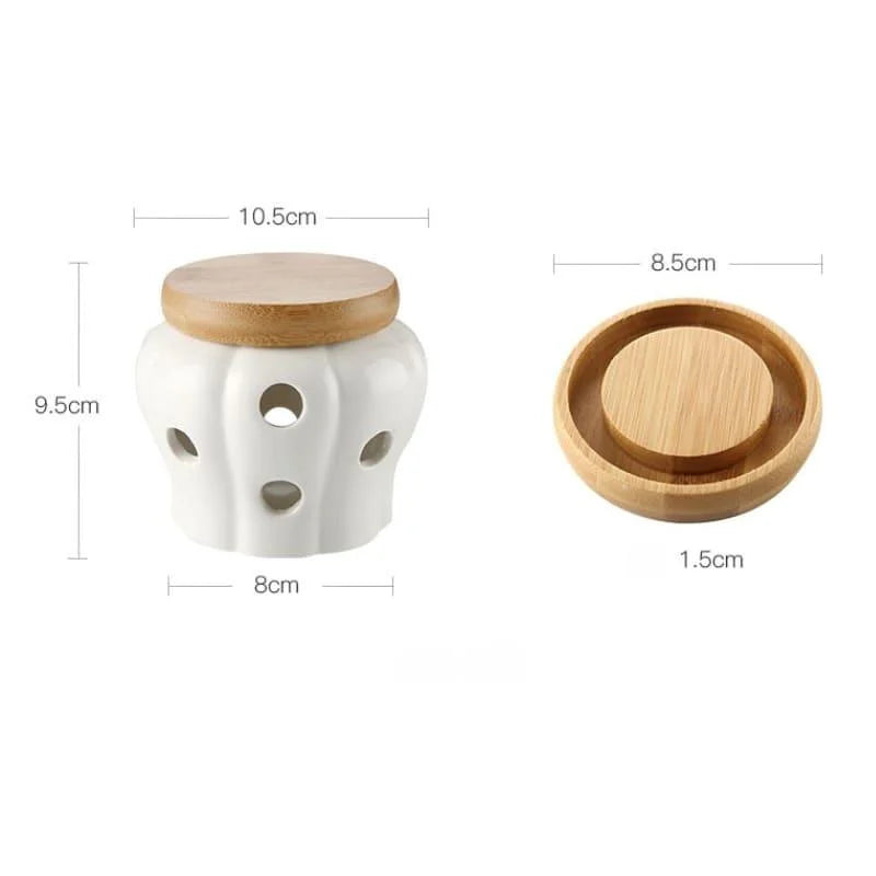 Monzzi Ceramic Storage Pot with Wooden Lid