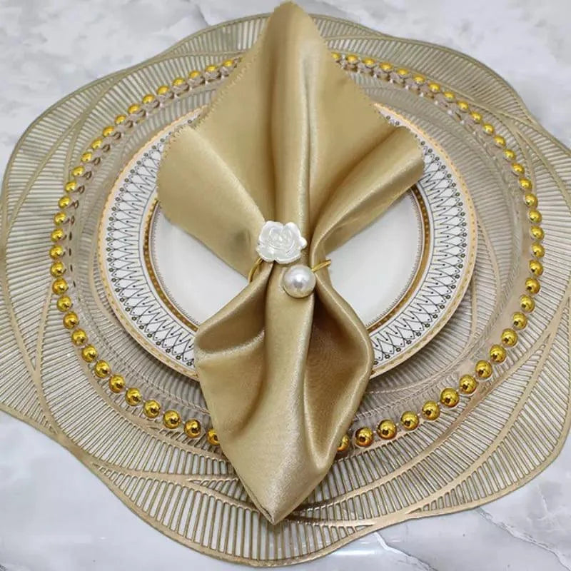 Pearl Flower Metal Napkin Rings for Elegant Table Settings