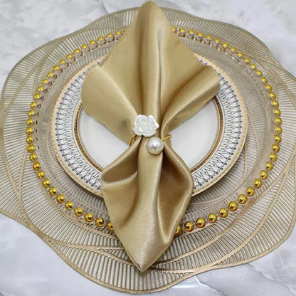 Pearl Flower Metal Napkin Rings for Elegant Table Settings