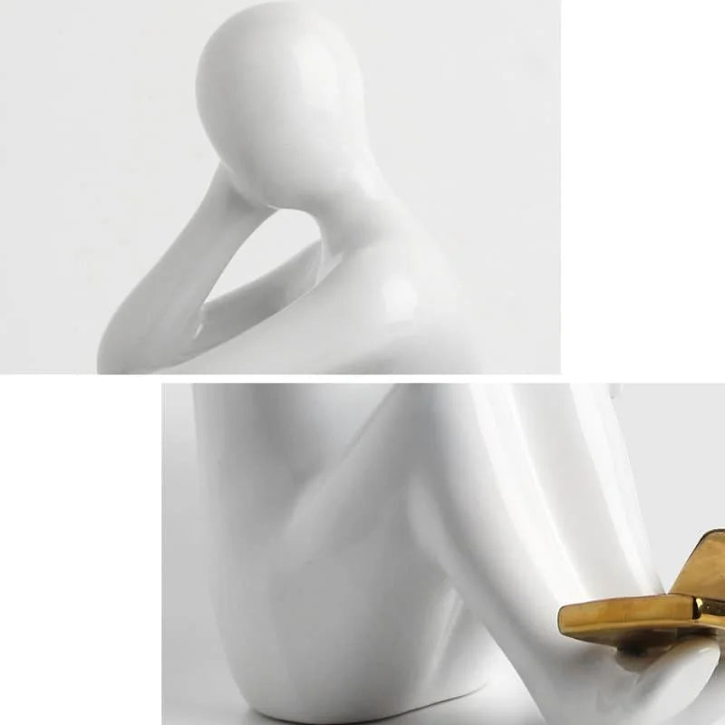Elegant Ceramic Bookend for Office and Living Room Shelves