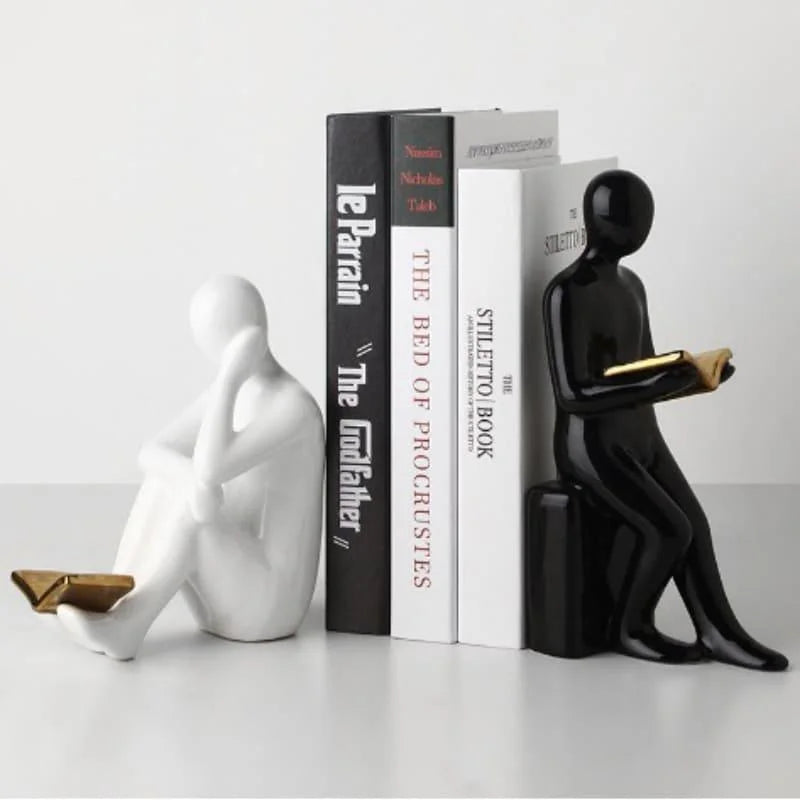 Elegant Ceramic Bookend for Office and Living Room Shelves