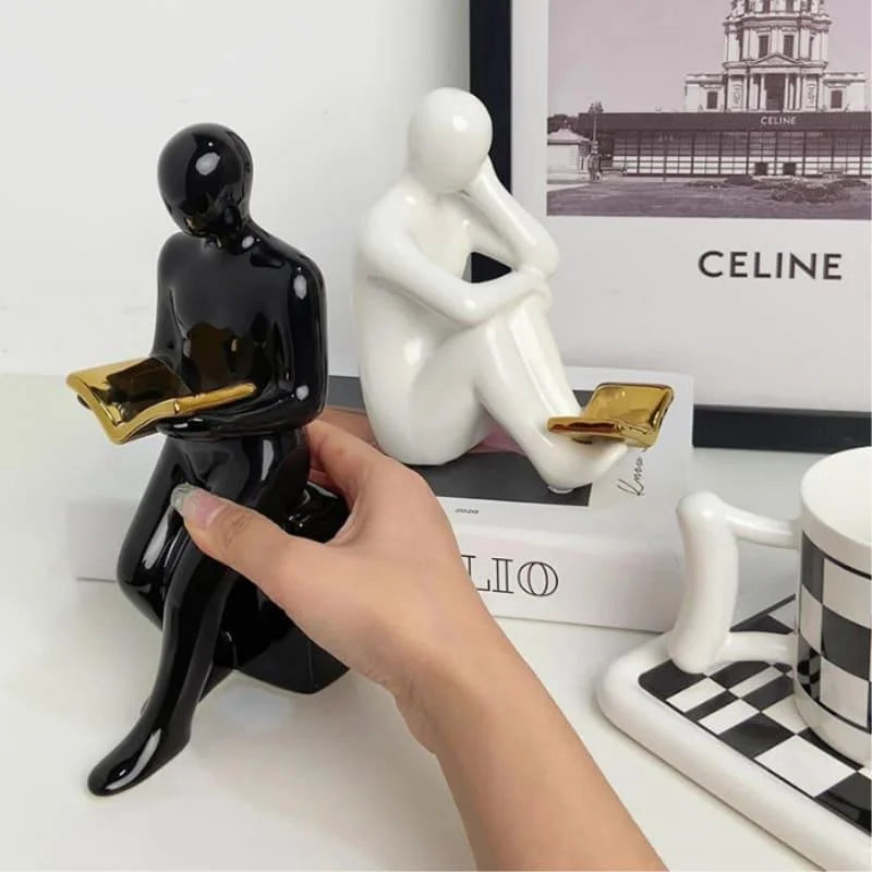 Elegant Ceramic Bookend for Office and Living Room Shelves