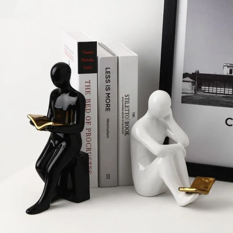 Elegant Ceramic Bookend for Office and Living Room Shelves