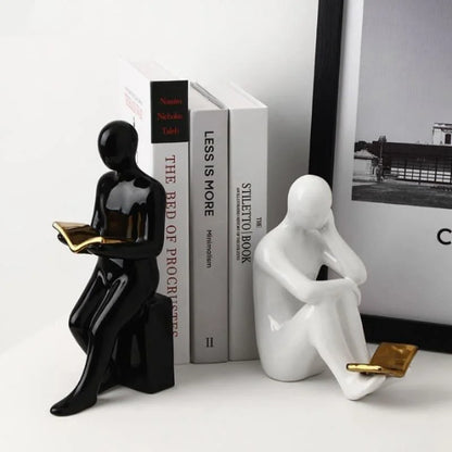 Elegant Ceramic Bookend for Office and Living Room Shelves