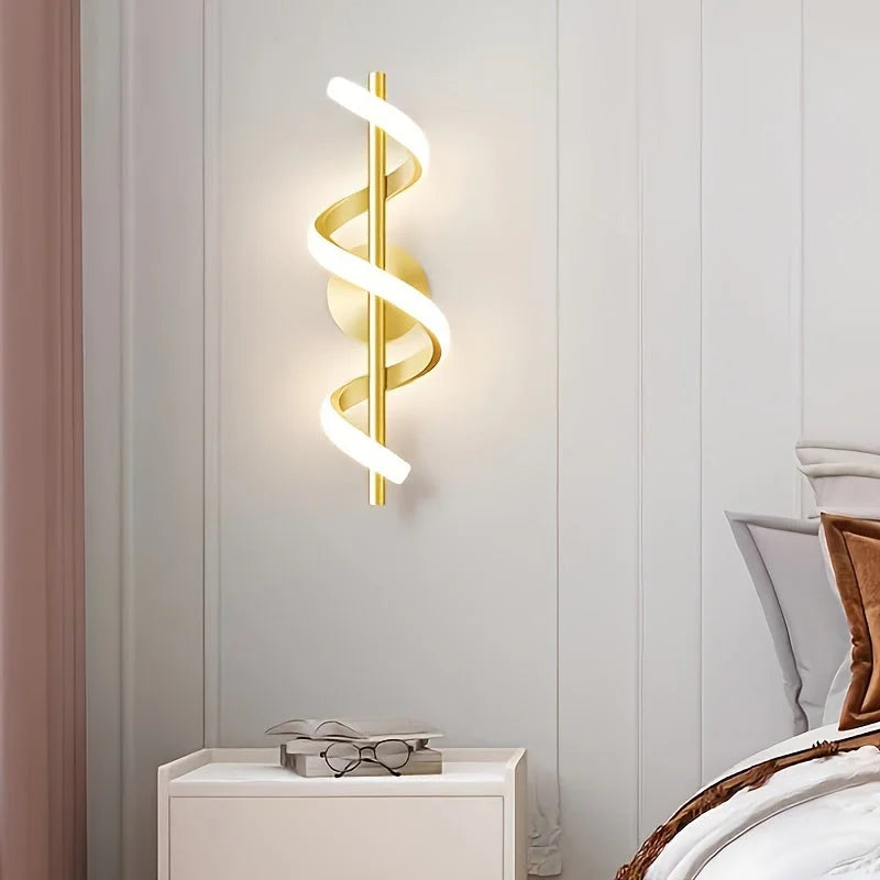 Monzzi LED Spiral Wall Sconce with 3 Color Options for Bedroom, Living Room, and Hallway