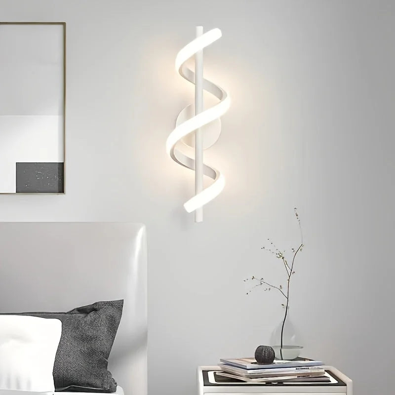 Monzzi LED Spiral Wall Sconce with 3 Color Options for Bedroom, Living Room, and Hallway