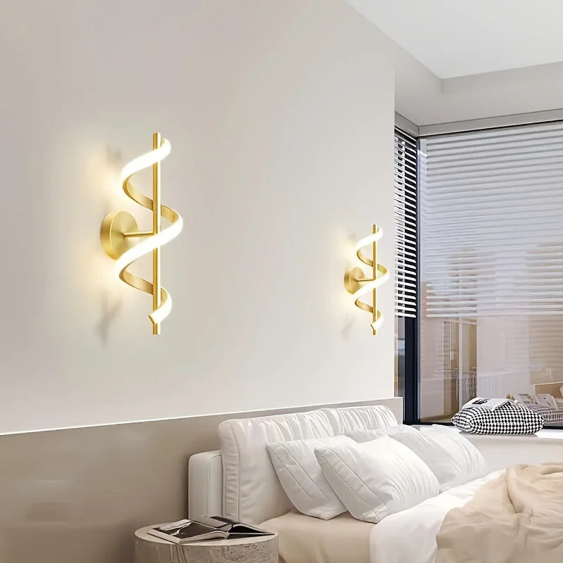 Monzzi LED Spiral Wall Sconce with 3 Color Options for Bedroom, Living Room, and Hallway