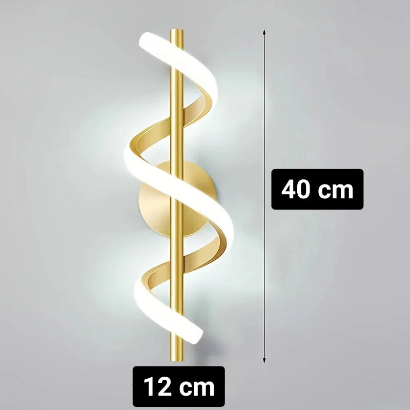 Monzzi LED Spiral Wall Sconce with 3 Color Options for Bedroom, Living Room, and Hallway