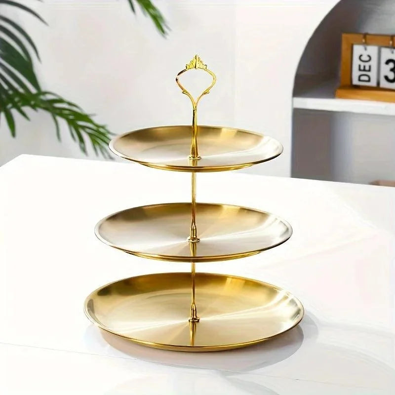 Monzzi 3-Tier Stainless Steel Serving and Decorative Tray