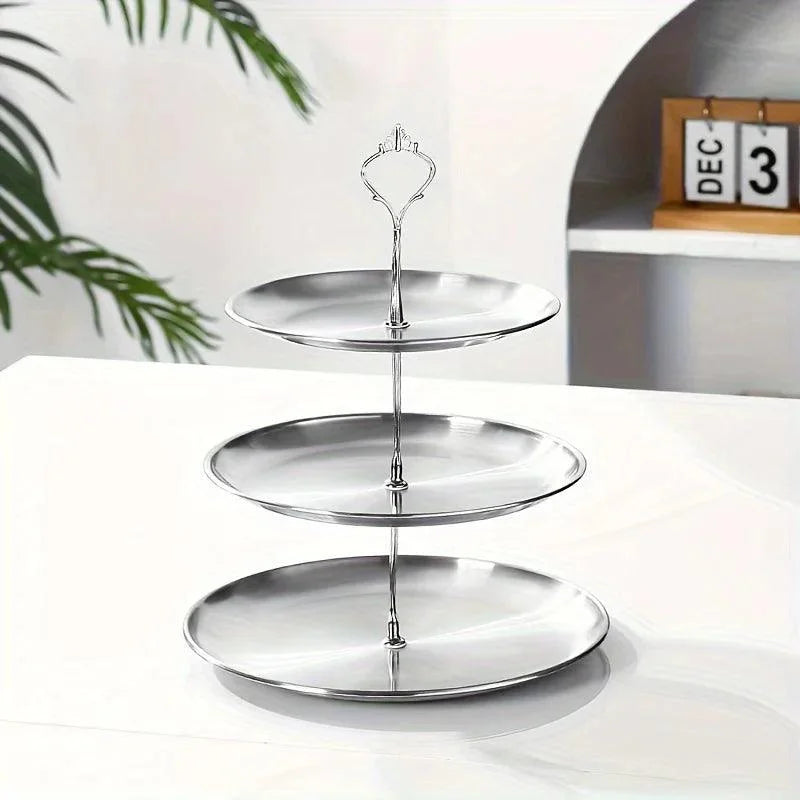 Monzzi 3-Tier Stainless Steel Serving and Decorative Tray