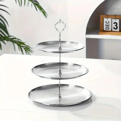Monzzi 3-Tier Stainless Steel Serving and Decorative Tray