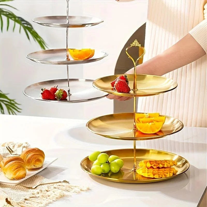 Monzzi 3-Tier Stainless Steel Serving and Decorative Tray