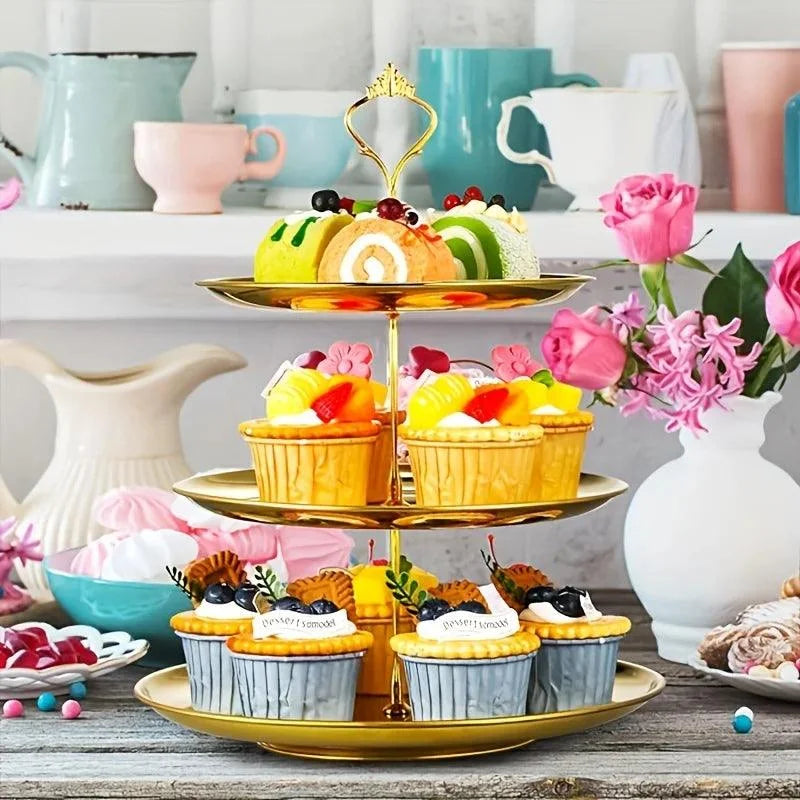 Monzzi 3-Tier Stainless Steel Serving and Decorative Tray