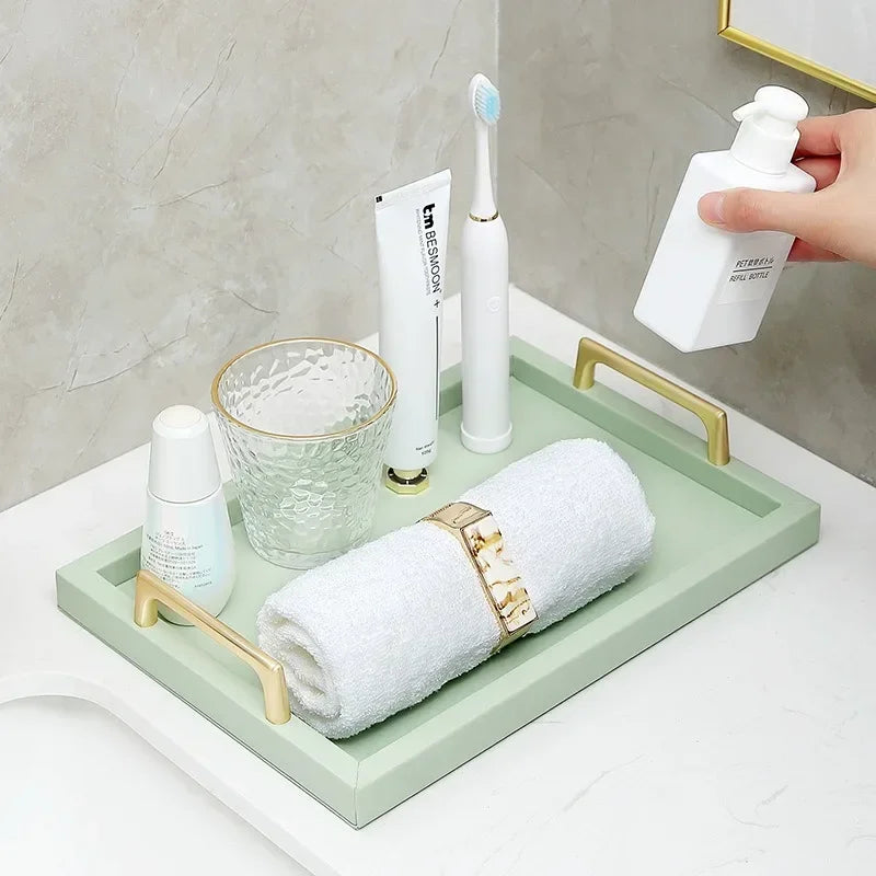 Elegant Leather Tray with Handles for Stylish Organization and Decor