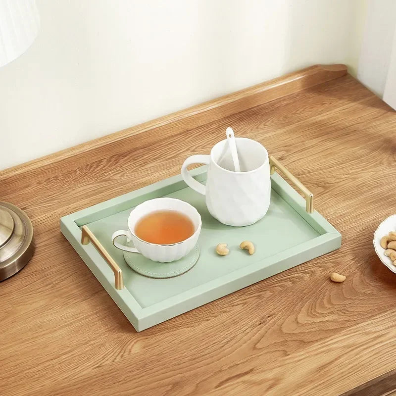 Elegant Leather Tray with Handles for Stylish Organization and Decor
