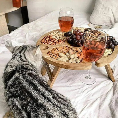 Monzzi Foldable Wooden Serving Tray for Snacks, Cheeses, and Beverages