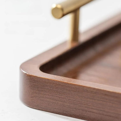 Rectangular Wooden Serving Tray with Handle for Decor and Entertaining