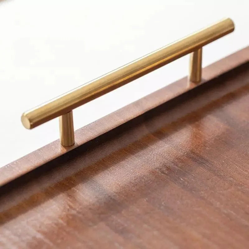 Rectangular Wooden Serving Tray with Handle for Decor and Entertaining