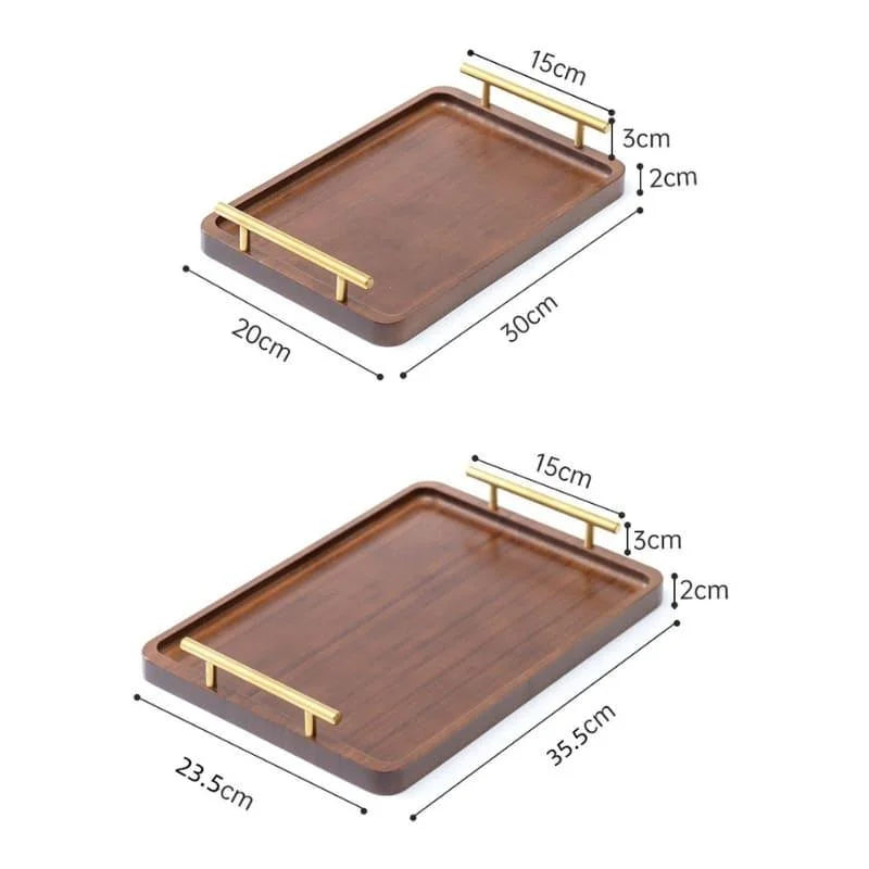 Rectangular Wooden Serving Tray with Handle for Decor and Entertaining