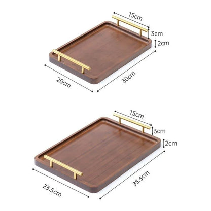 Rectangular Wooden Serving Tray with Handle for Decor and Entertaining