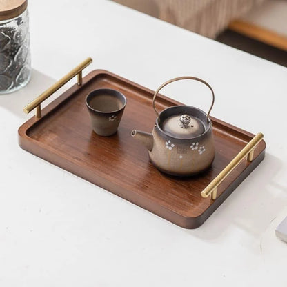 Rectangular Wooden Serving Tray with Handle for Decor and Entertaining