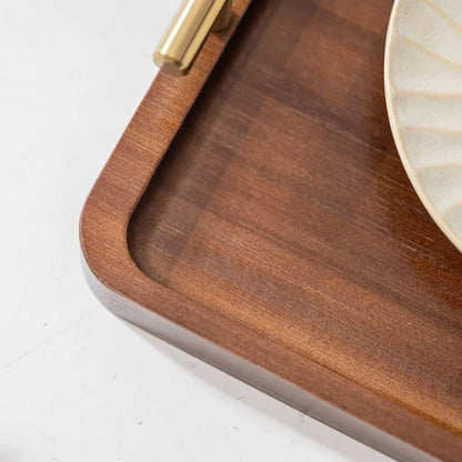 Rectangular Wooden Serving Tray with Handle for Decor and Entertaining