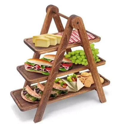 Monzzi Rustic Wooden Serving Tray for Food and Fruits