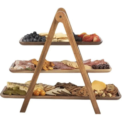 Monzzi Rustic Wooden Serving Tray for Food and Fruit