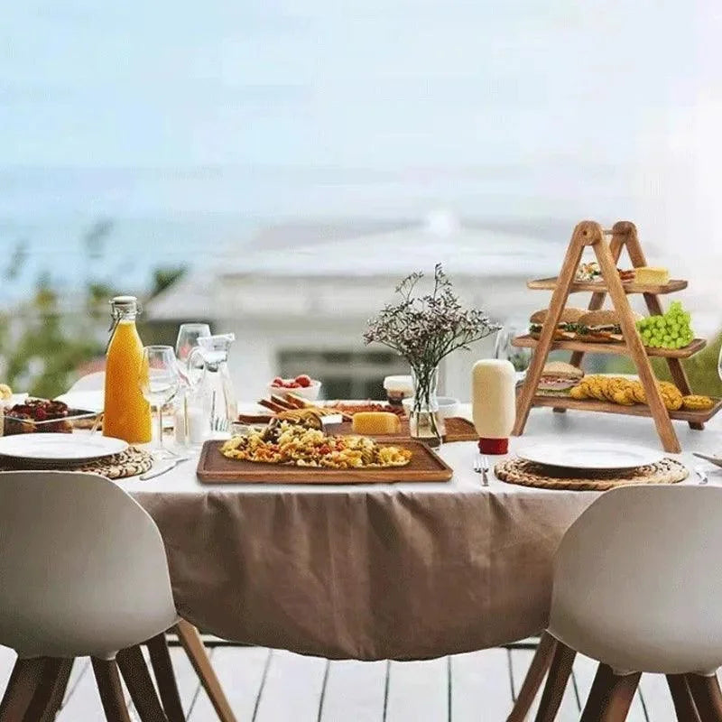 Monzzi Rustic Wooden Serving Tray for Food and Fruits